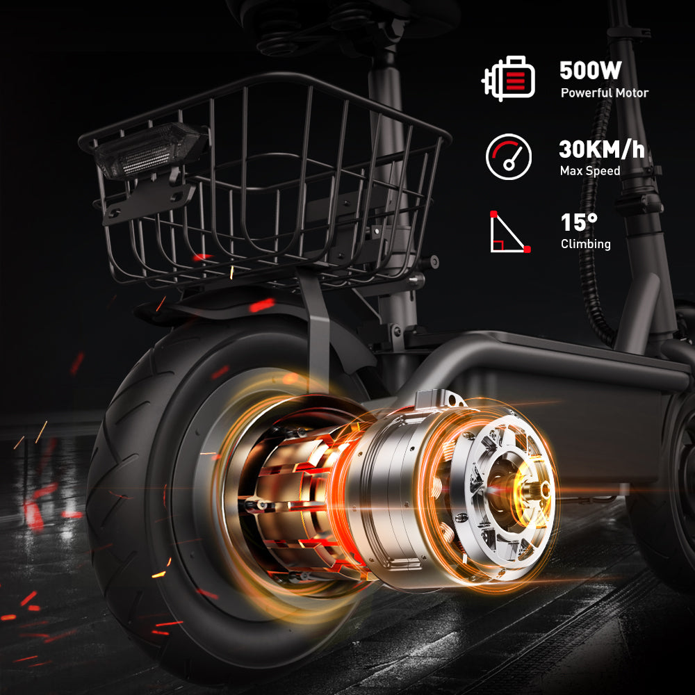 iScooter F2 Electric Scooter 500W 36V 7.8ah Escooter 10Inch Pneumatic Tire 30Km/H Speed 30Km Range Double Drum Brakes E-Scooter