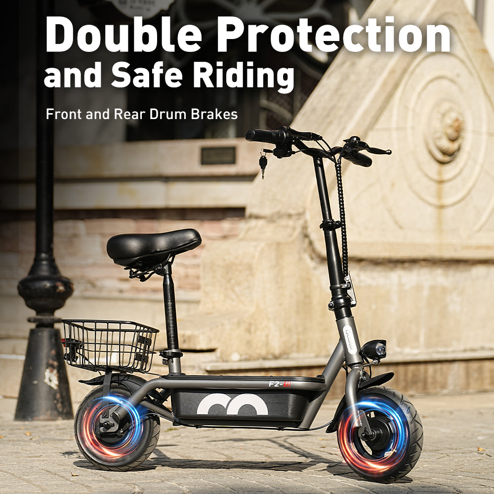 iScooter F2 Electric Scooter 500W 36V 7.8ah Escooter 10Inch Pneumatic Tire 30Km/H Speed 30Km Range Double Drum Brakes E-Scooter
