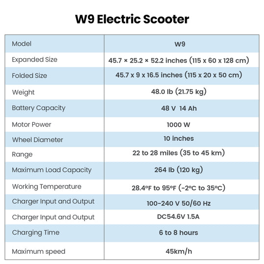 iScooter W9 1000W Off-Road E-scooter 45km/h