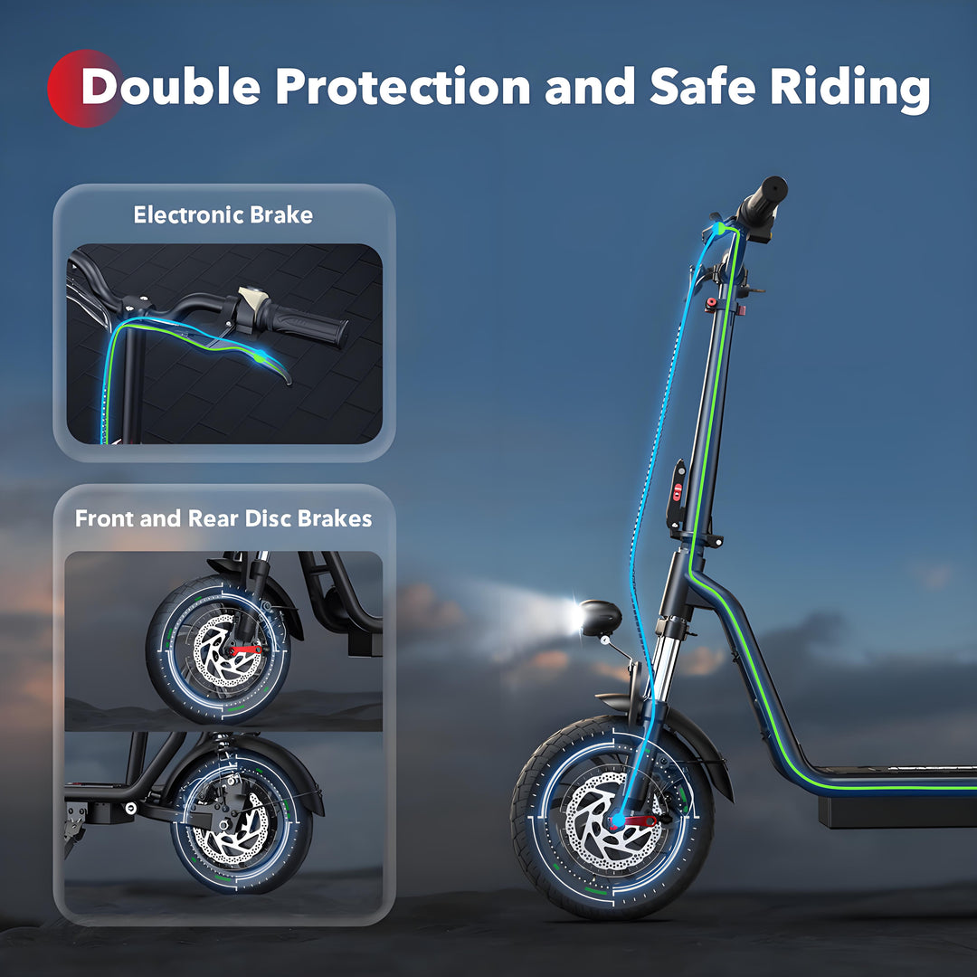 iScooter i12 500W Electric Scooter 12Inch 36v7.5ah Foldable Escooter Electric Scooters 30-35Km Range 25Km/h Speed With Basket