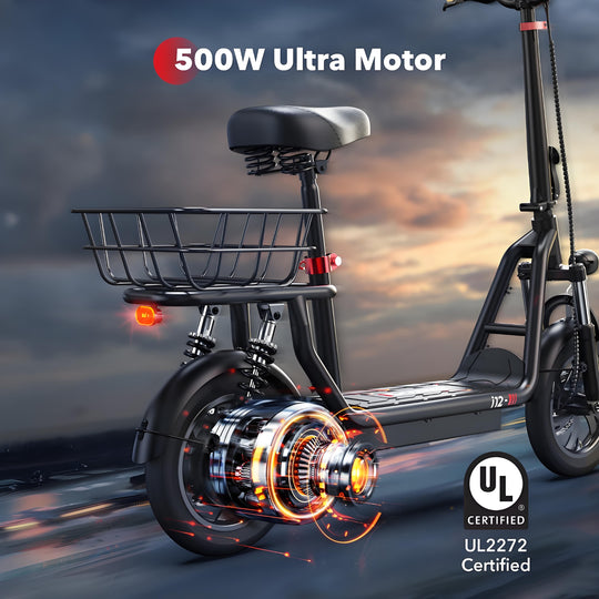 iScooter i12 500W Electric Scooter 12Inch 36v7.5ah Foldable Escooter Electric Scooters 30-35Km Range 25Km/h Speed With Basket