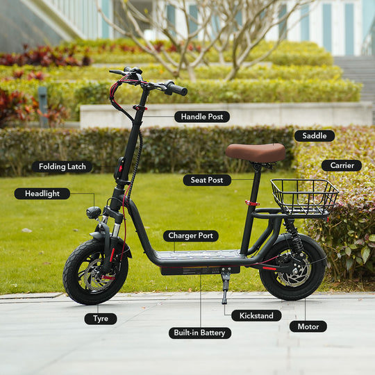iScooter i12 500W Electric Scooter 12Inch 36v7.5ah Foldable Escooter Electric Scooters 30-35Km Range 25Km/h Speed With Basket