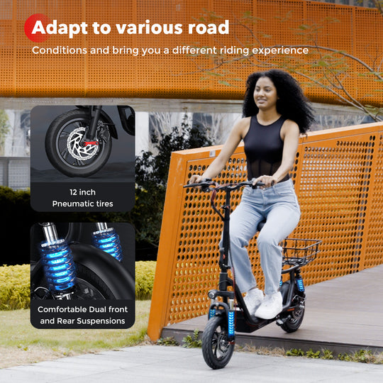 iScooter i12 500W Electric Scooter 12Inch 36v7.5ah Foldable Escooter Electric Scooters 30-35Km Range 25Km/h Speed With Basket