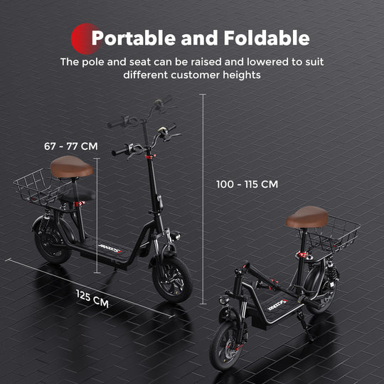 iScooter i12 500W Electric Scooter 12Inch 36v7.5ah Foldable Escooter Electric Scooters 30-35Km Range 25Km/h Speed With Basket