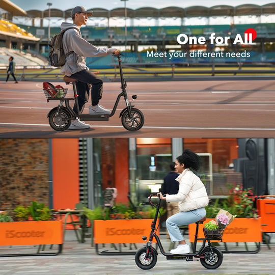 iScooter i12 500W Electric Scooter 12Inch 36v7.5ah Foldable Escooter Electric Scooters 30-35Km Range 25Km/h Speed With Basket