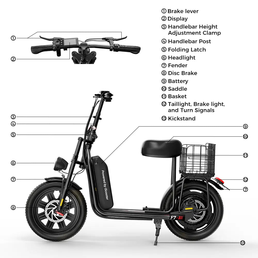 iScooter F7 Seated Electric Scooter Light commuting