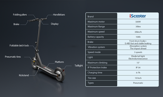 iScooter i9S Motor Electric Scooter Light commuting