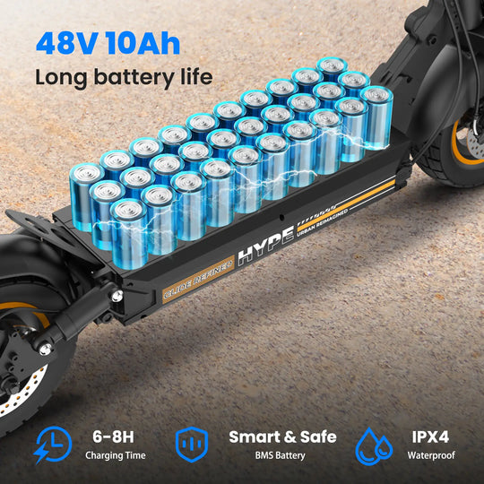 iScooter W9 Air Electric Scooter 48V 10Ah Battery 30-40km Range 800W Motor 40km/h Max speed Double suspension 10" Off-road Tires Aldult E-Scooter