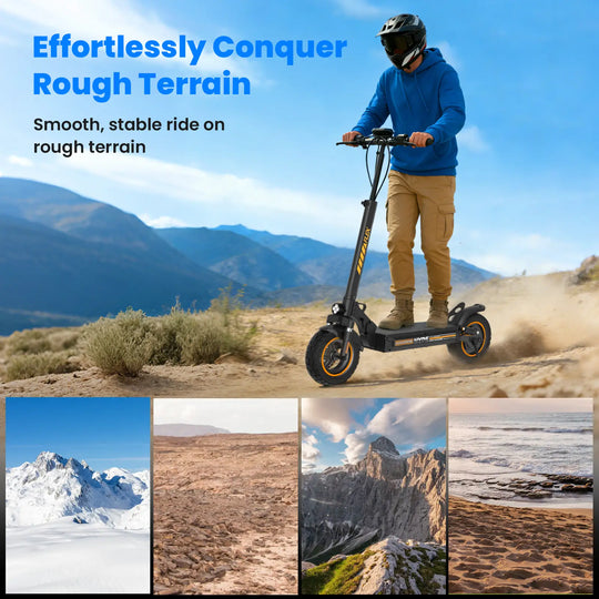 iScooter W9 Air Electric Scooter 48V 10Ah Battery 30-40km Range 800W Motor 40km/h Max speed Double suspension 10" Off-road Tires Aldult E-Scooter