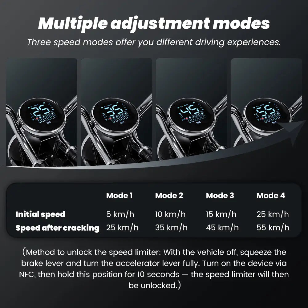 iScooter Y18 Electric Motorcycles 48V 20Ah Battery 80-90km Range 2000W Motor 55km/h Max speed Double suspension 15"x 3.o" All-TerrainTires E-bike