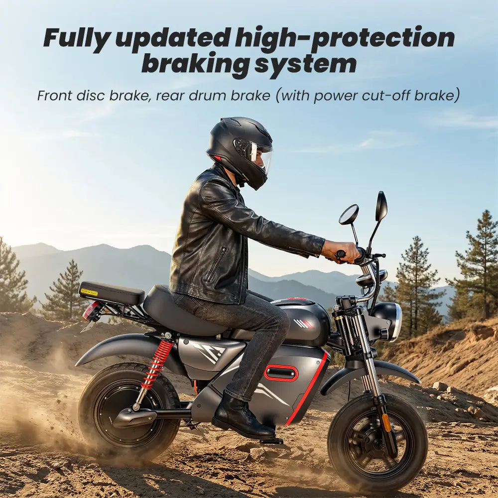 iScooter Y18 Electric Motorcycles 48V 20Ah Battery 80-90km Range 2000W Motor 55km/h Max speed Double suspension 15"x 3.o" All-TerrainTires E-bike