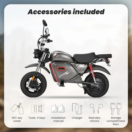 iScooter Y18 Electric Motorcycles 48V 20Ah Battery 80-90km Range 2000W Motor 55km/h Max speed Double suspension 15"x 3.o" All-TerrainTires E-bike