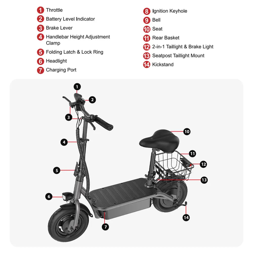 iScooter F2 Seated Electric Scooter 500W 25km/h