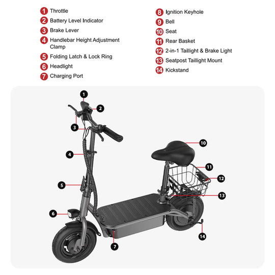 iScooter F2 Seated Electric Scooter 500W 25km/h