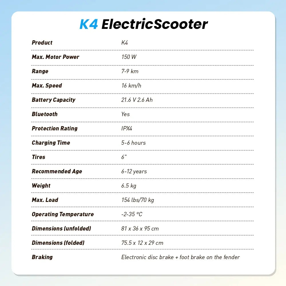 iScooter K4 Kids Electric Scooter