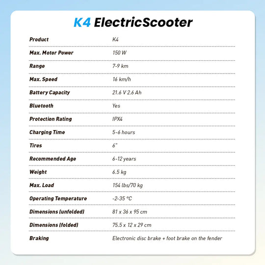 iScooter K4 Kids Electric Scooter
