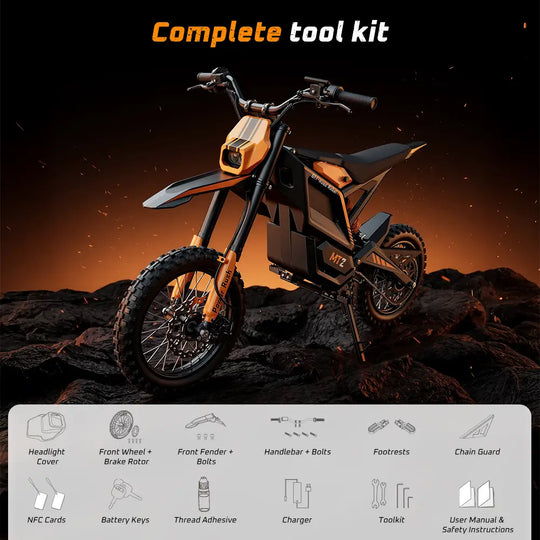 iScooter MT2 E-Motorcycle 48V 22.5Ah 56-72km 3000W 60km/h Hydraulic Brake Dual hydraulic suspension With NFC 14"+12" Off-road Tires Electric bike