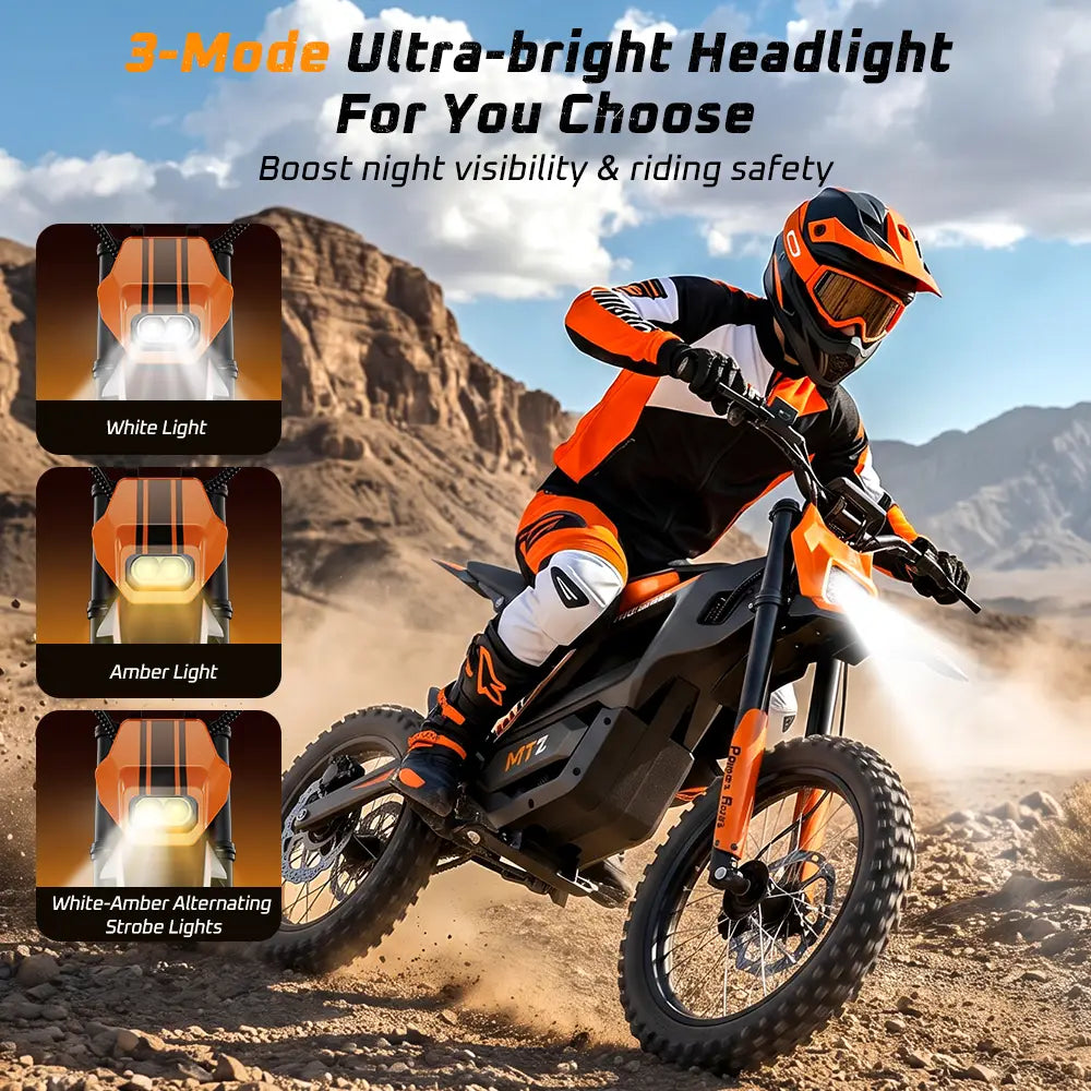 iScooter MT2 E-Motorcycle 48V 22.5Ah 56-72km 3000W 60km/h Hydraulic Brake Dual hydraulic suspension With NFC 14"+12" Off-road Tires Electric bike