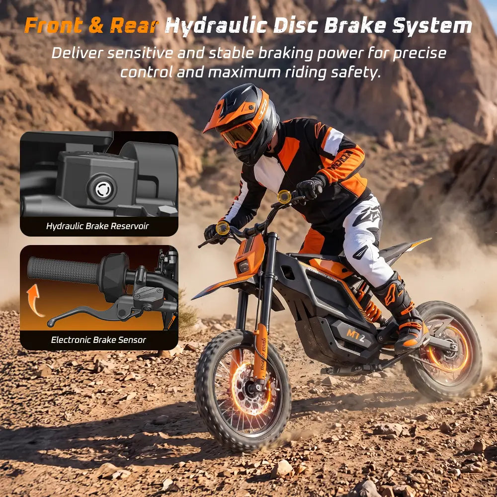 iScooter MT2 E-Motorcycle 48V 22.5Ah 56-72km 3000W 60km/h Hydraulic Brake Dual hydraulic suspension With NFC 14"+12" Off-road Tires Electric bike