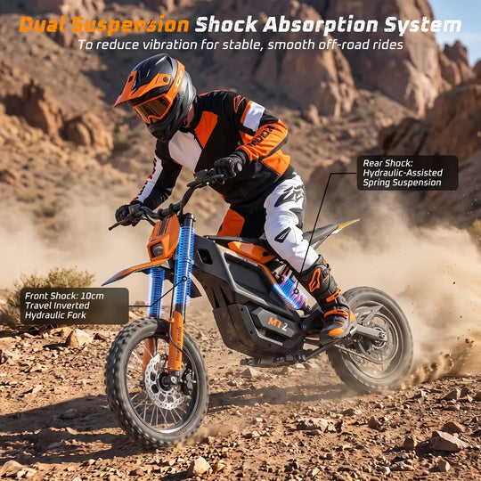 iScooter MT2 E-Motorcycle 48V 22.5Ah 56-72km 3000W 60km/h Hydraulic Brake Dual hydraulic suspension With NFC 14"+12" Off-road Tires Electric bike