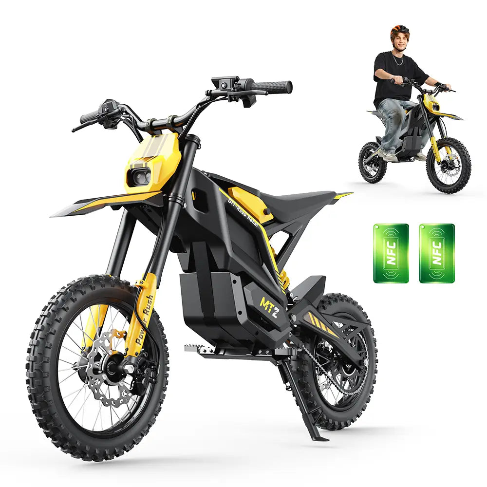 iScooter MT2 E-Motorcycle 48V 22.5Ah 56-72km 3000W 60km/h Hydraulic Brake Dual hydraulic suspension With NFC 14"+12" Off-road Tires Electric bike