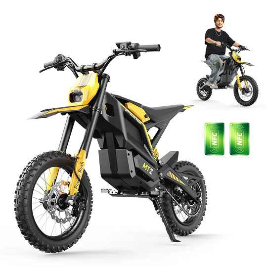 iScooter MT2 E-Motorcycle 48V 22.5Ah 56-72km 3000W 60km/h Hydraulic Brake Dual hydraulic suspension With NFC 14"+12" Off-road Tires Electric bike