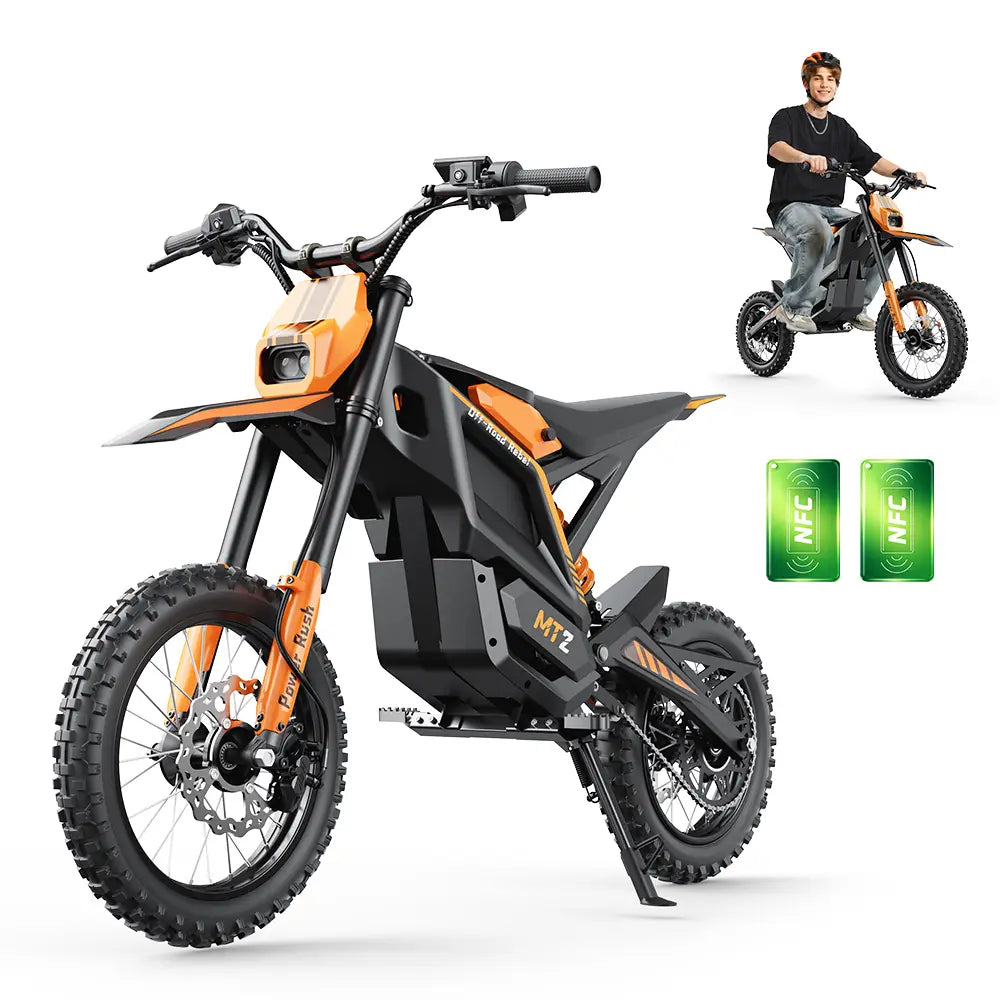 iScooter MT2 E-Motorcycle 48V 22.5Ah 56-72km 3000W 60km/h Hydraulic Brake Dual hydraulic suspension With NFC 14"+12" Off-road Tires Electric bike