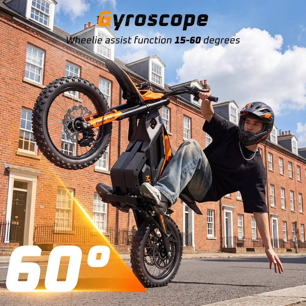iScooter MT2 E-Motorcycle 48V 22.5Ah 56-72km 3000W 60km/h Hydraulic Brake Dual hydraulic suspension With NFC 14"+12" Off-road Tires Electric bike