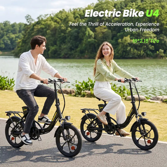 iScooter U4 Foldable E-bike 36V 10.4Ah Battery 55-90km Range 250W Motor 25km/h Speed Front suspension 16" Tires City Electric bicycle.