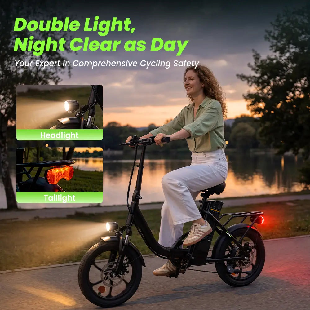 iScooter U4 Foldable E-bike 36V 10.4Ah Battery 55-90km Range 250W Motor 25km/h Speed Front suspension 16" Tires City Electric bicycle.