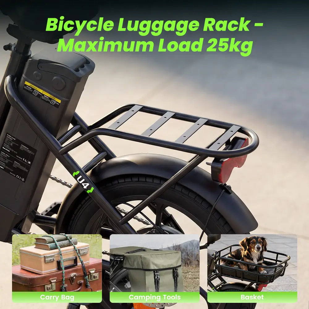 iScooter U4 Foldable E-bike 36V 10.4Ah Battery 55-90km Range 250W Motor 25km/h Speed Front suspension 16" Tires City Electric bicycle.