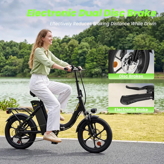 iScooter U4 Foldable E-bike 36V 10.4Ah Battery 55-90km Range 250W Motor 25km/h Speed Front suspension 16" Tires City Electric bicycle.