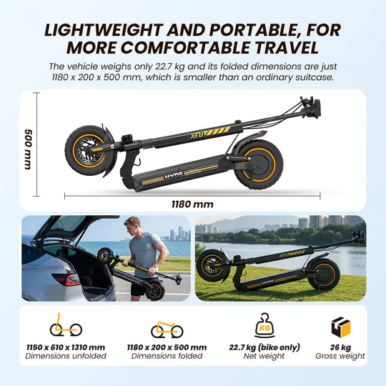 iScooter W9 Air Electric Scooter 48V 10Ah Battery 30-40km Range 800W Motor 40km/h Max speed Double suspension 10" Off-road Tires Aldult E-Scooter