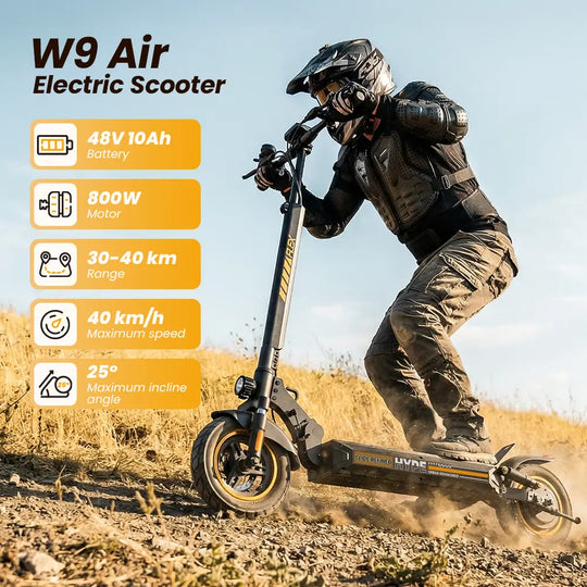 iScooter W9 Air Electric Scooter 48V 10Ah Battery 30-40km Range 800W Motor 40km/h Max speed Double suspension 10" Off-road Tires Aldult E-Scooter