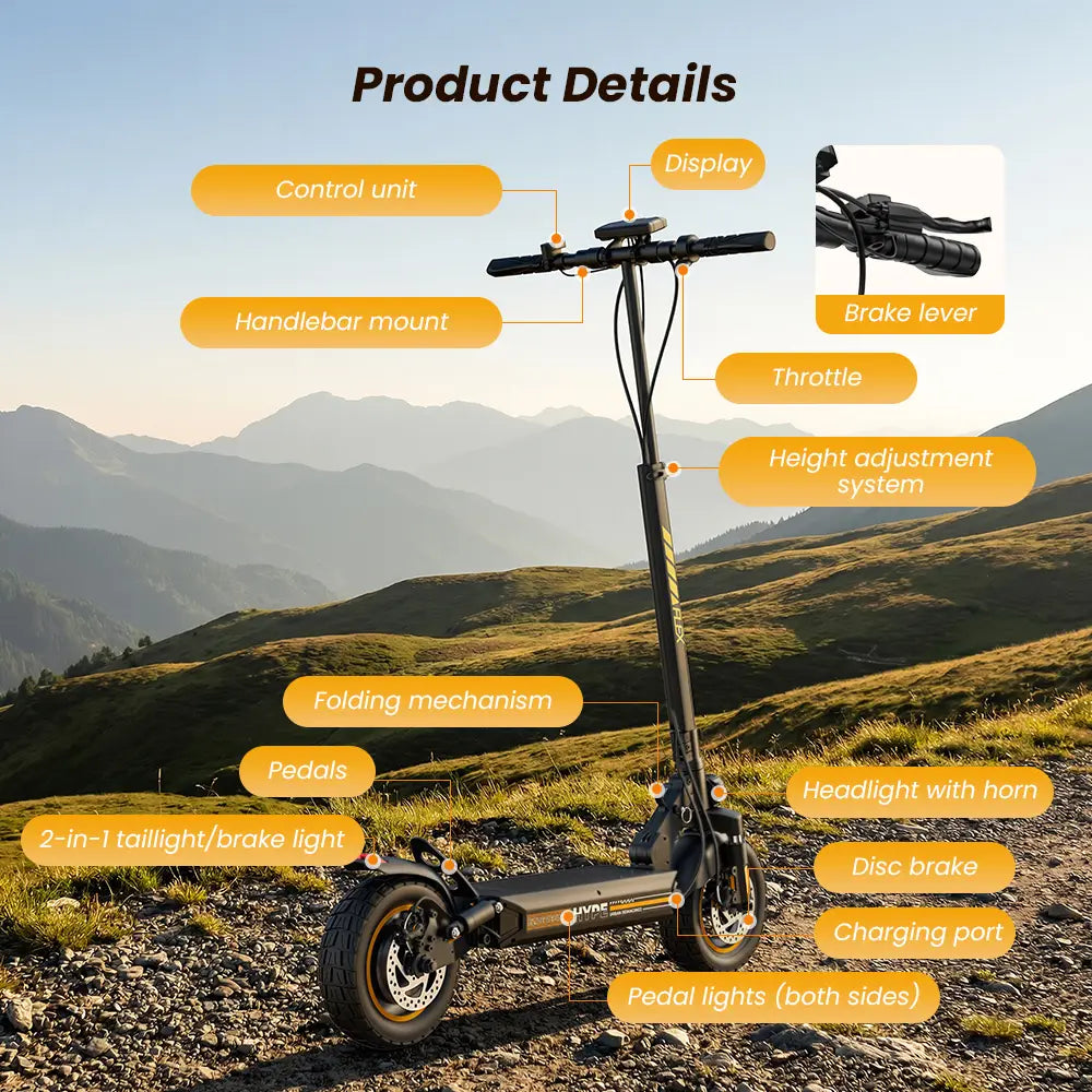 iScooter W9 Air Electric Scooter 48V 10Ah Battery 30-40km Range 800W Motor 40km/h Max speed Double suspension 10" Off-road Tires Aldult E-Scooter