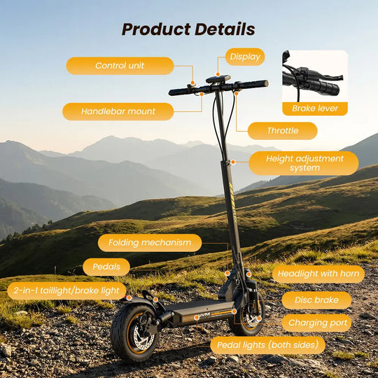 iScooter W9 Air Electric Scooter 48V 10Ah Battery 30-40km Range 800W Motor 40km/h Max speed Double suspension 10" Off-road Tires Aldult E-Scooter