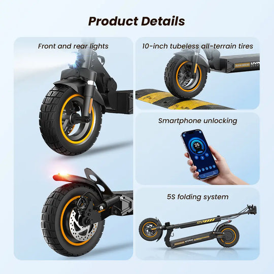 iScooter W9 Air Electric Scooter 48V 10Ah Battery 30-40km Range 800W Motor 40km/h Max speed Double suspension 10" Off-road Tires Aldult E-Scooter