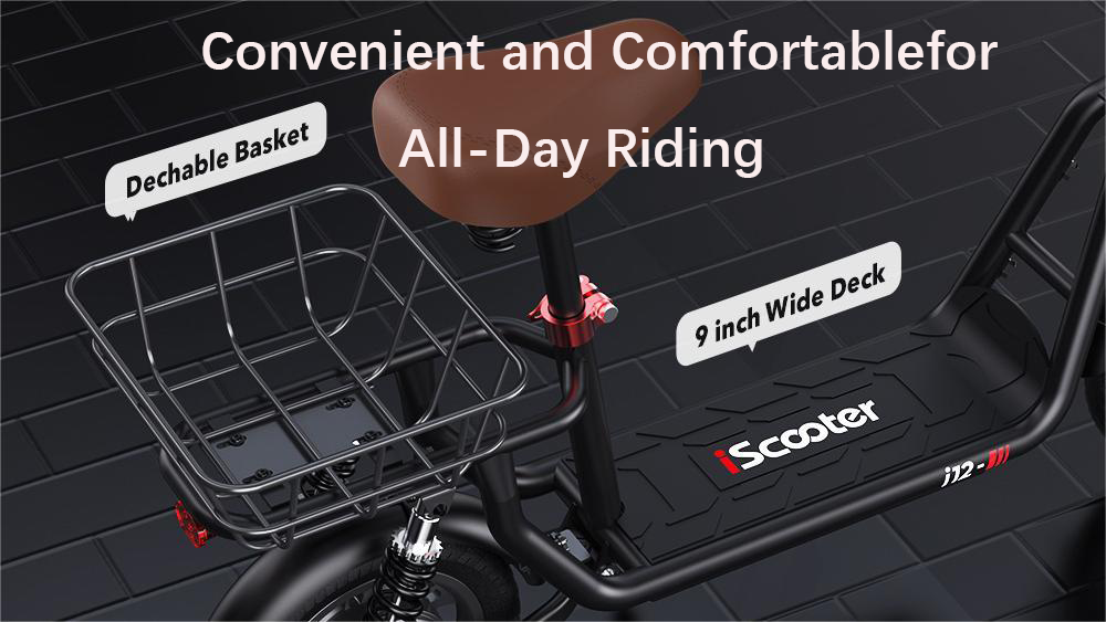 iScooter i12 500W Electric Scooter 12Inch 36v7.5ah Foldable Escooter Electric Scooters 30-35Km Range 25Km/h Speed With Basket