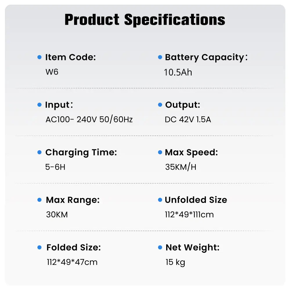 iScooter W6 City commuting Electric Scooter
